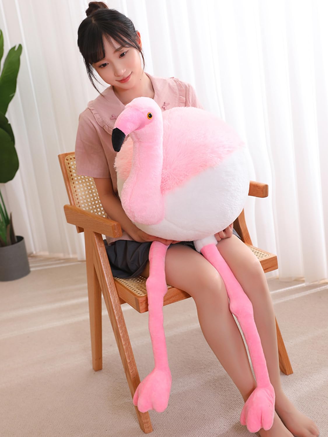 Soft Round Stuffed Flamingo Animal Plushie Fat Flamingo Plush Toys for Home Decor Cuddly Flamingo Pillow Hugging Flamingo Doll Gift for Kids or Lover (Pink, 19.7 Inch (from Head to feet))