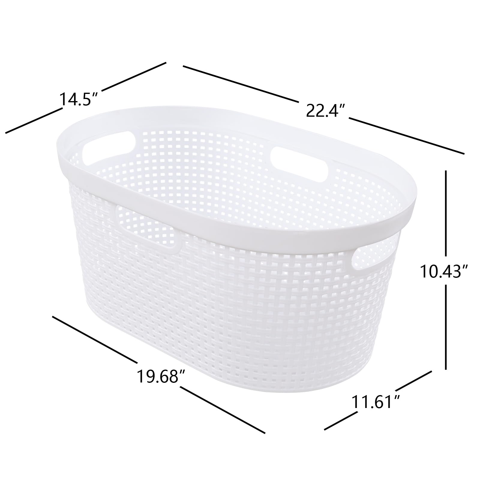 Teyyvn 4-Pack 40 L Large Plastic Laundry Hamper, Laundry Basket with Cutout Handles, White