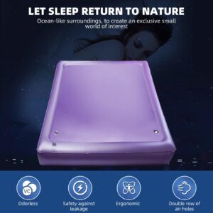 Free Flow Full Wave Water Bed Mattress - PVC Square Purple Softside Water Bed, Comfortable and Foldable Water Mattress Set for The Elderly, Children and Adults (Twin, 39x75x7.9inch)