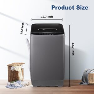 Washing Machine Washer Machine, 17.7lb Apartment Dorms Laundry Compact Portable Washer Gray, LED Display, 8 Water Levels, 10 Wash Programs, Tub Air Dry, Tub Self Clean