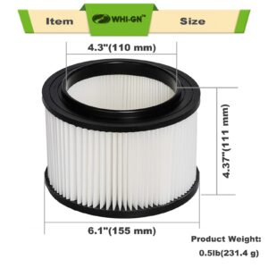 2 Pack VFCF Cartridge Filter & Retainer, compatible with Vacmaster 4 gallon Wet/Dry Vacuums model# VF408, Professional model# VF410P, and Cleva Industrial model# VF408B