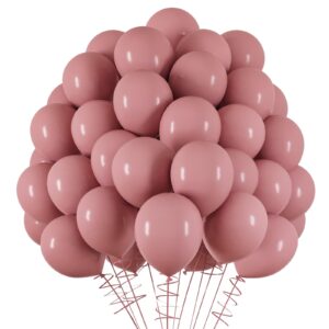 rubfac dusty pink balloons, 120pcs 5 inch blush pink balloons, thicker pink balloons for birthday wedding baby shower mother's day anniversary party decorations