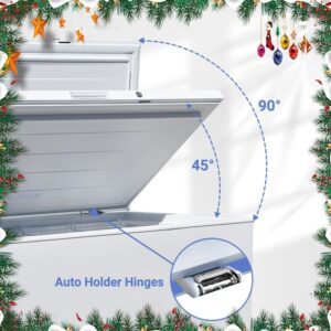 SMETA Deep Freezer, Chest Freezer 10.5 Cubic Feet, Chest 4 Wheels Adjustable Thermostat, Energy Saving for Garage, Kitchen, Office, Meat, Commercial with 3 Baskets, White