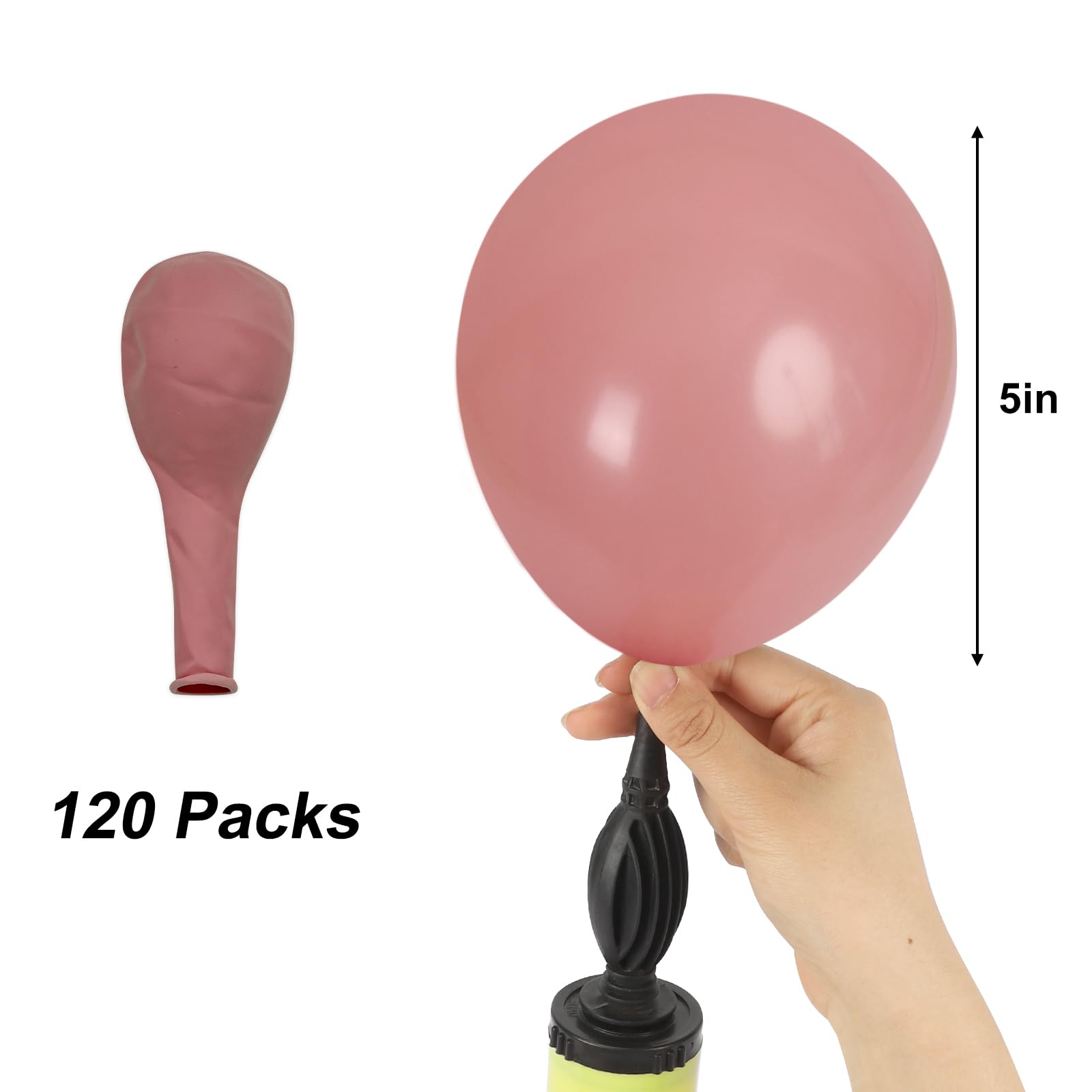 RUBFAC Dusty Pink Balloons, 120pcs 5 Inch Blush Pink Balloons, Thicker Pink Balloons for Birthday Wedding Baby Shower Mother's Day Anniversary Party Decorations