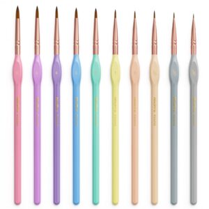 nicpro 10pcs micro fine detail paint brush set, macaron pastel small miniature fine tip detail brushes kit for acrylic oil watercolor, craft, models, miniatures, rock painting, paint by numbers