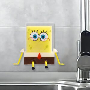 Kitchen Cartoon Sponge Holder, Creative Cleaning Sponge Holder with 4pc Sponge, Kitchen Sink Sponge Holder