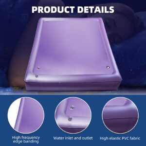 Free Flow Full Wave Water Bed Mattress - PVC Square Purple Softside Water Bed, Comfortable and Foldable Water Mattress Set for The Elderly, Children and Adults (Twin, 39x75x7.9inch)