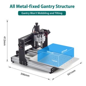 AnoleX CNC Router Machine 3030-Evo Pro, All-Metal XYZ Axis Dual Steel Linear Guides with 300W Spindle, Z-Probe, Limit Switches, E-Stop, ideal for Aluminum, Copper, Stainless steel, Wood, Acrylic, MDF