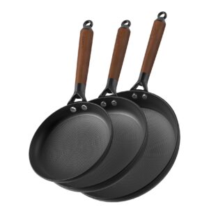 lamfo non stick frying pans, 3 piece cast iron pans, 8inch 10inch 12inch cookware set cast iron skillets, pfas-free, egg pans nonstick, oven safe dishwasher safe, christmas gifts