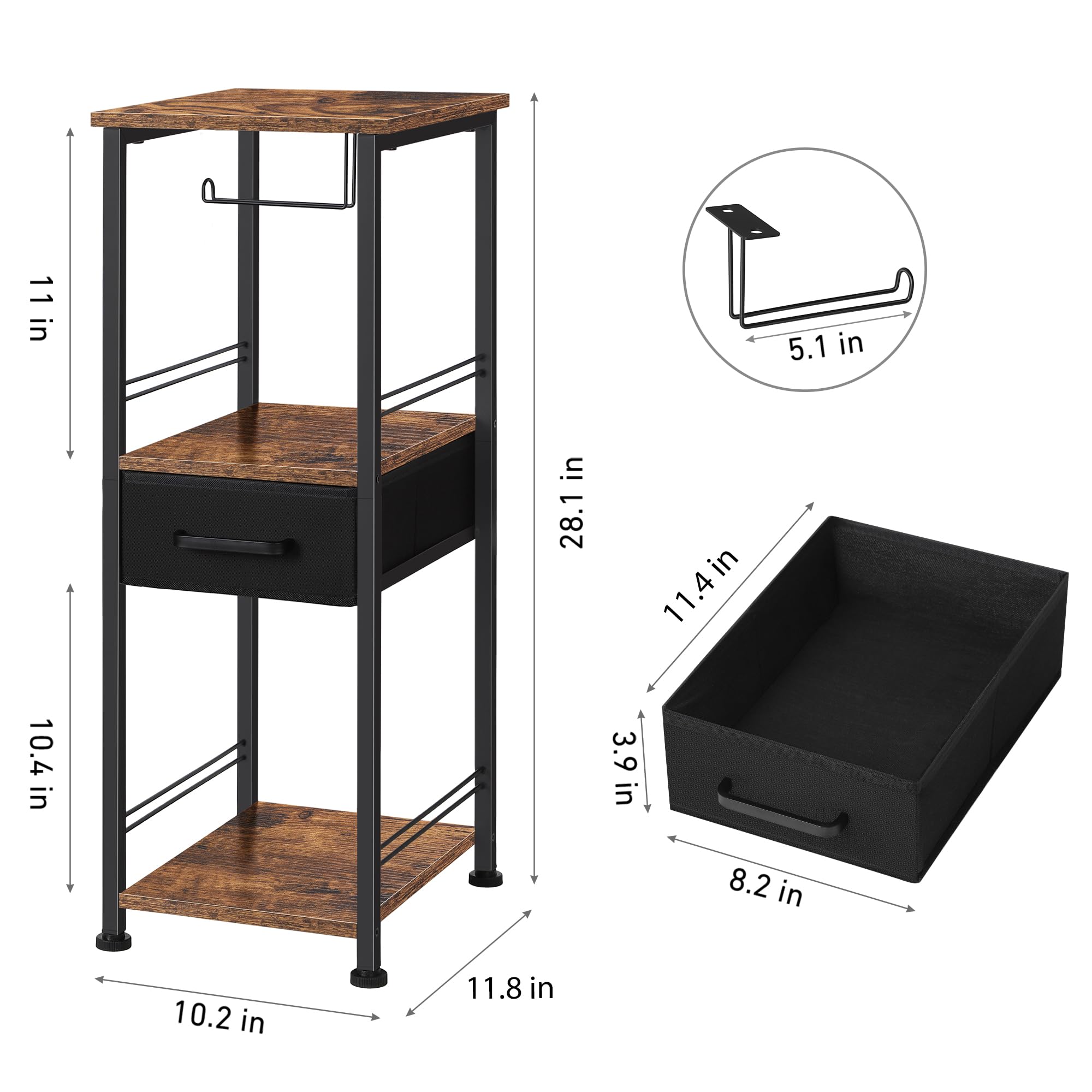 Shinoske Small Bathroom Cabinet,Toilet Paper Holder with Storage,Compact Bathroom Floor Cabinet,Bathroom Storage Cabinet,Suitable for Any Small Space in Bathroom,Laundry Room,Kitchen,Rustic Brown