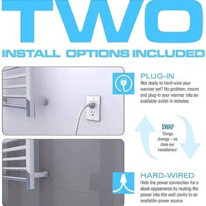 Pivoting Electric Towel Warmer, Wall Mounted Towel Warmer, with 2 Folding Arms, 304 Stainless Steel Towel Warmer, Energy Efficient