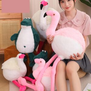 Soft Round Stuffed Flamingo Animal Plushie Fat Flamingo Plush Toys for Home Decor Cuddly Flamingo Pillow Hugging Flamingo Doll Gift for Kids or Lover (Pink, 19.7 Inch (from Head to feet))