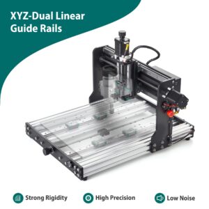 AnoleX CNC Router Machine 3030-Evo Pro, All-Metal XYZ Axis Dual Steel Linear Guides with 300W Spindle, Z-Probe, Limit Switches, E-Stop, ideal for Aluminum, Copper, Stainless steel, Wood, Acrylic, MDF