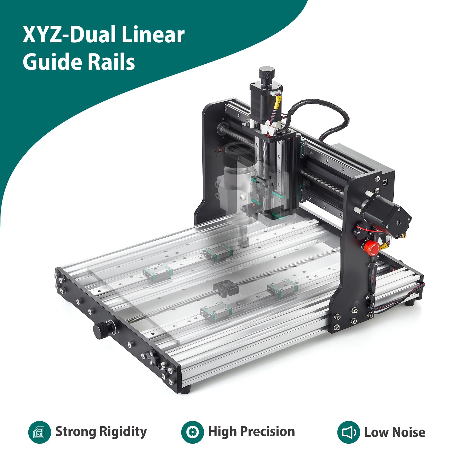 AnoleX CNC Router Machine 3030-Evo Pro, All-Metal XYZ Axis Dual Steel Linear Guides with 300W Spindle, Z-Probe, Limit Switches, E-Stop, ideal for Aluminum, Copper, Stainless steel, Wood, Acrylic, MDF