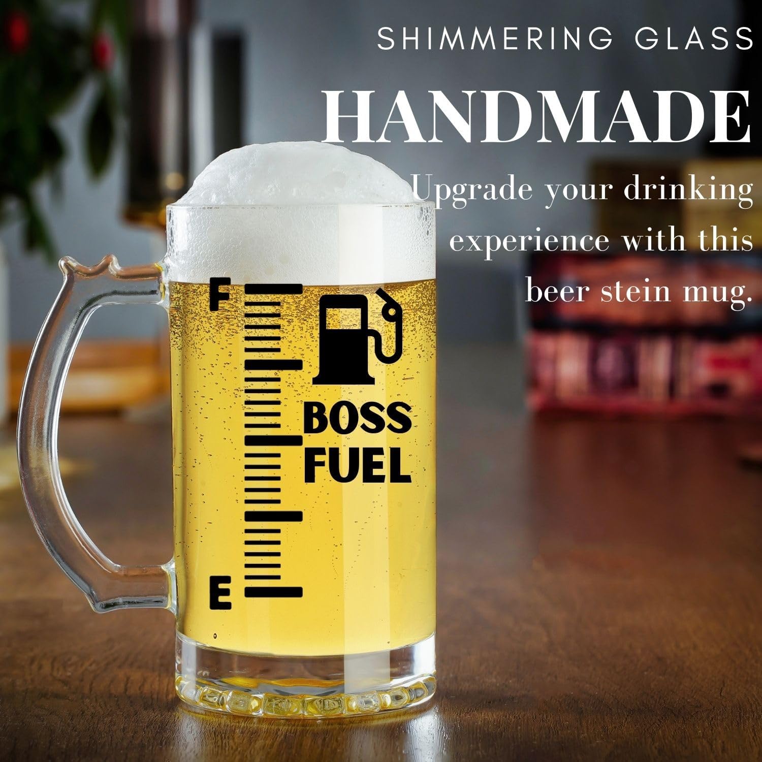 Onebttl Boss Gifts for Men Beer Lovers - 17 oz Heavy Beer Stein Mug with Handle for Boss as Birthday Christmas Gift - BOSS FUEL