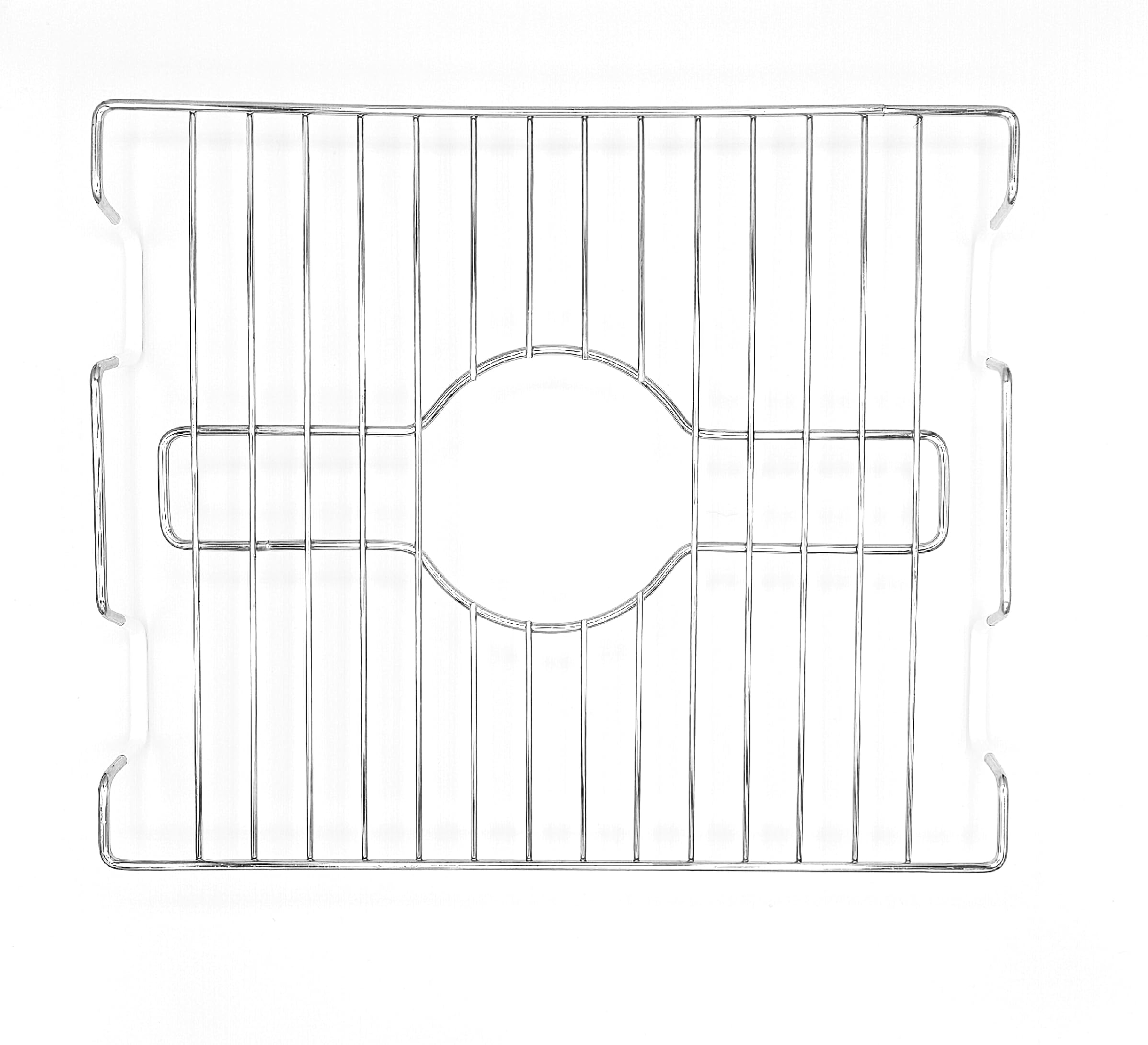 SOFINNI Chrome Kitchen Sink Protector White Steel Sink Grate Insert Grid Sink Bowl Rack Rust Prevent (Chrome) (10.6" x 12.5")