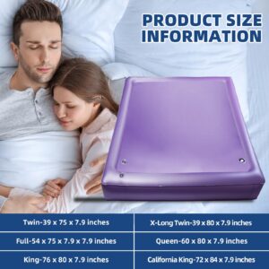 Free Flow Full Wave Water Bed Mattress - PVC Square Purple Softside Water Bed, Comfortable and Foldable Water Mattress Set for The Elderly, Children and Adults (Twin, 39x75x7.9inch)