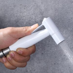 Bidet Toilet Sprayer Head, Biveah Stainless Steel Personal Hygiene Handheld Cloth Diaper Sprayer for Kitchen and Toilet Cleaning, White, KXS007W