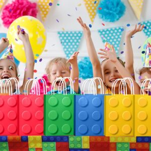 YOTNUS 𝟮𝟰 𝗣𝗰𝘀 Building Block Party-Favor-Gift-Bags, Small Gift Bags with Handles, for Building Block Birthday Party Baby Shower Decoration Supplies