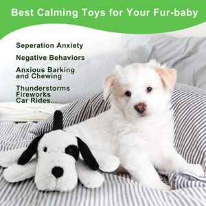 Moropaky Heartbeat Toy Warm Heat Heartbeat Stuffed Animal for Dog Anxiety Relief Toy Dog Calming Toy for Puppy Behavioral Aid Training Sleep Aid Puppy Soothe Cuddle Comfort Toy, Black & White