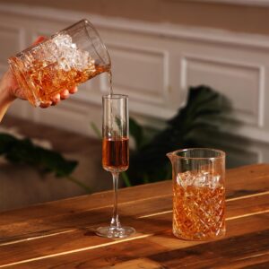 Inbagi 4 Pcs Cocktail Mixing Glass 23.67 oz Martini Cocktail Stirring Glass Thick Bottom Crystal Glasses Stable Mixing Cups for Drinks Bartender Home Bar Accessories Tools