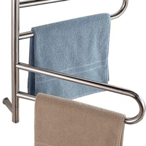 Pivoting Electric Towel Warmer, Wall Mounted Towel Warmer, with 2 Folding Arms, 304 Stainless Steel Towel Warmer, Energy Efficient