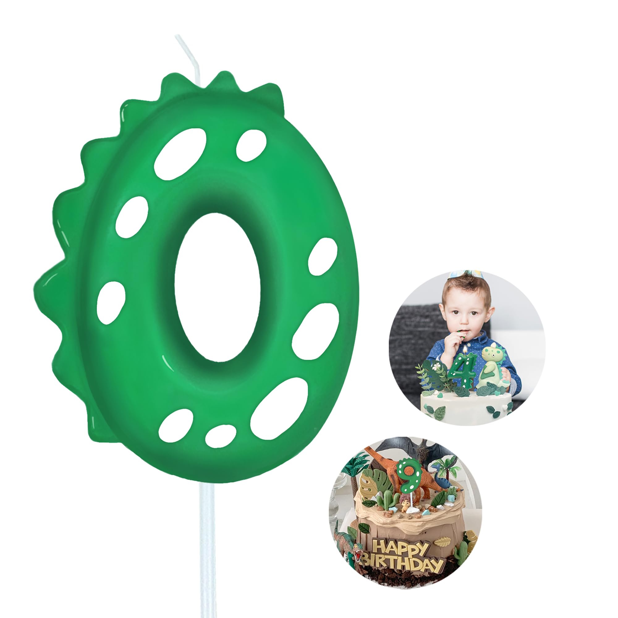 Number Birthday Candles(4 Candle Green) Dinosaur Shape Number Happy Birthday Cake Candles for Dinosaur Birthday Party Decoration Reunions Theme Party