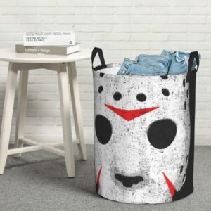 Horror Skull Print Laundry Basket Waterproof Large Laundry Hamper With Handles Round Organizer Basket Dirty Clothes Hamper