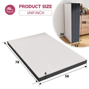 4 inch Memory Foam Tri Folding Mattress/Portable Foldable Mattress Topper with Washable Cover Non-Slip Bottom for Camping, Guest, Floor RV, CertiPUR-US Certified, Queen