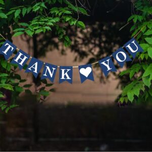 KUNGOON Thank You Banner,Premium Blue Wedding Bridal Shower,Thanksgiving Day Party Decorations,Engagement/Wedding Anniversary Party Decoration.