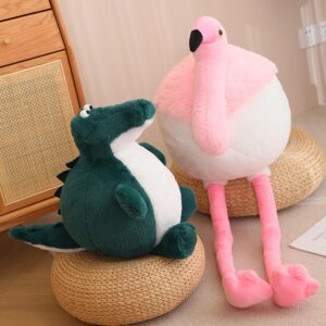 Soft Round Stuffed Flamingo Animal Plushie Fat Flamingo Plush Toys for Home Decor Cuddly Flamingo Pillow Hugging Flamingo Doll Gift for Kids or Lover (Pink, 19.7 Inch (from Head to feet))