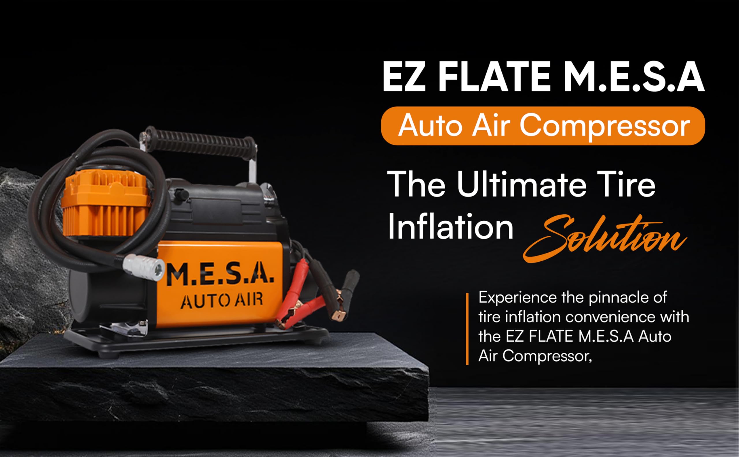 EZ FLATE M.E.S.A 12V Air Compressor Kit, Portable Air Compressor, 5.65 CFM, Offroad Air Off Road Air Compressor, Heavy Duty Pump for Car Tire, Max 150 PSI for 4x4 Vehicle, Offroad Tire Inflator