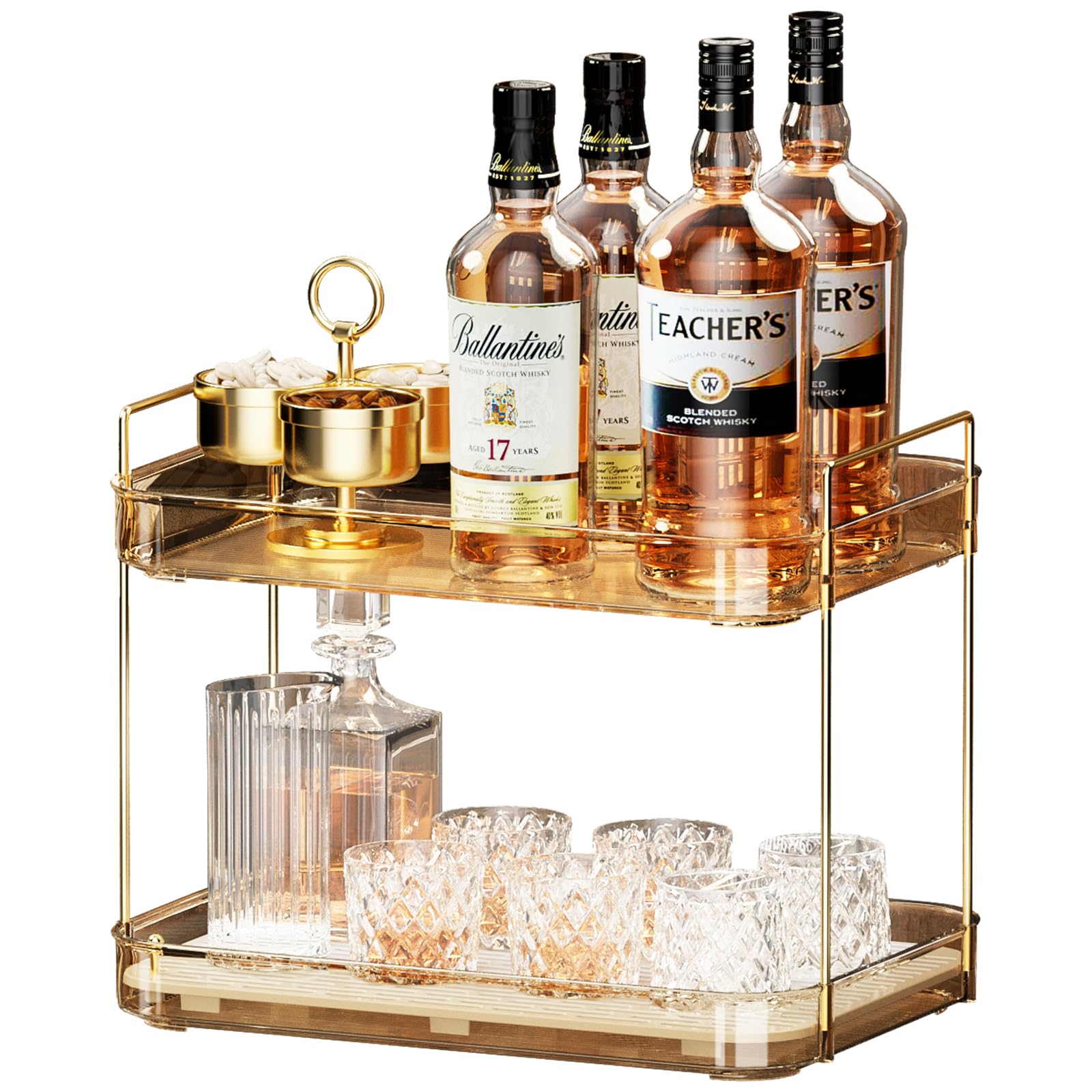 Seoneiro Whiskey Tray, Glass Cup Rack, Mug Holder, Coffee Cup Organizer, Bathroom Countertop Organizer Organizer with Drain Board Wine Glass Decorative Organizer, Food Tray, Kitchen Spice Rack