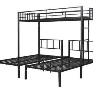 BIADNBZ Metal Triple Twin Size Bunk Bed,can be Separated into 3 Bedframe for Kids/Bedroom/Dorm,Black