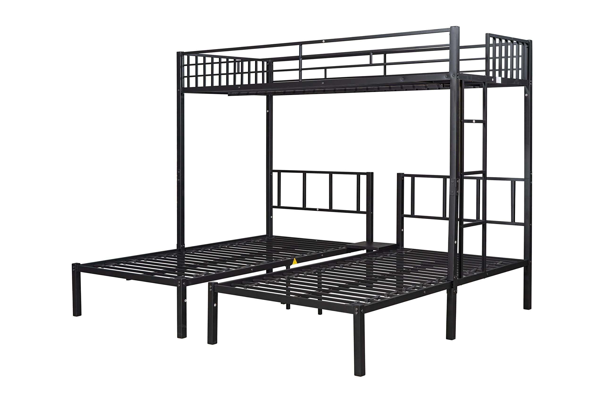 BIADNBZ Metal Triple Twin Size Bunk Bed,can be Separated into 3 Bedframe for Kids/Bedroom/Dorm,Black