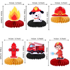 6 PCS Firetruck Honeycomb Table Centerpiece Fire Truck Fireman Table Toppers Centerpieces Decro for Fire Department Engine Rescue Theme Baby Shower Birthday Party Table Decorations Supplies