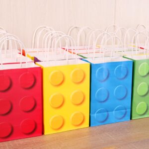 YOTNUS 𝟮𝟰 𝗣𝗰𝘀 Building Block Party-Favor-Gift-Bags, Small Gift Bags with Handles, for Building Block Birthday Party Baby Shower Decoration Supplies