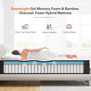 Sweetnight Full Mattress in a Box - 12 Inch Pillow Top Full Size Mattress, Gel Memory Foam Hybrid Mattress with Individually Pocketed Springs for Support & Comfort Sleep, Siesta Black