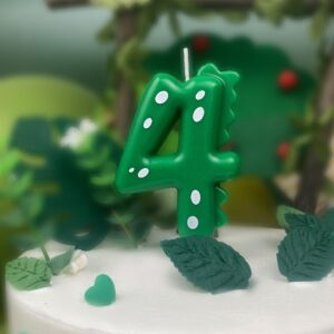 Number Birthday Candles(4 Candle Green) Dinosaur Shape Number Happy Birthday Cake Candles for Dinosaur Birthday Party Decoration Reunions Theme Party