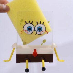 Kitchen Cartoon Sponge Holder, Creative Cleaning Sponge Holder with 4pc Sponge, Kitchen Sink Sponge Holder