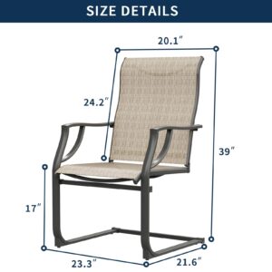 UDPATIO Patio Dining Chairs Set of 4, High Back Patio Chairs in All Weather Breathable Textile Fabric, Outdoor Furniture Chairs for Deck, Lawn, Garden, Backyard (Brown)