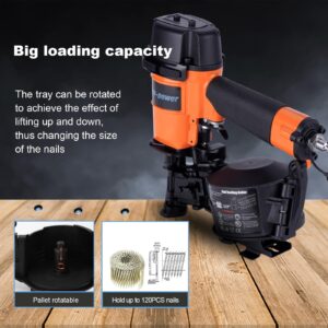 Bgx-power Roofing Nail Gun, 15 Degree CN45N Roofing Nailer 3/4-Inch to 1-3/4-Inch Coil Nails, 120-pcs Load Capacity Coil Nailer