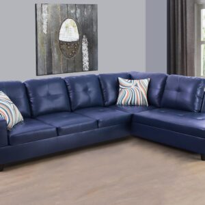 SIENWIEY Sectional Couch for Living Room Furniture Sets, Blue Leather Sectional Sofa L Shape Couch Faux Leather Living Room Sofa Using for Living Room Apartment(Blue,Facing Right Chaise)