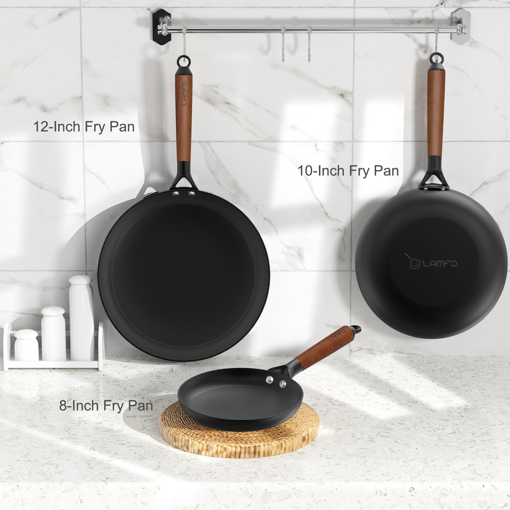 LAMFO Cast Iron Pan, 10 Inch Non Stick Frying Pans with Removable Handle Skillet, PFAS-Free, Egg Pan Nonstick Cooking Pan, Oven Safe Dishwasher Safe