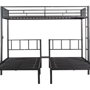 BIADNBZ Metal Triple Twin Size Bunk Bed,can be Separated into 3 Bedframe for Kids/Bedroom/Dorm,Black