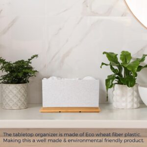 Eco Storage Organizer Bamboo Lid for Q-Tip Cotton Ball Holder Makeup Organization Pen And Pencil Eco-Friendly Material Table Organizer Multi-Purpose AMG AMG (White-Marble Pattern)