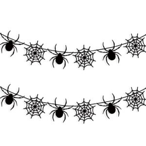 Uniwish Felt Spider Spiderweb Banner Garland Halloween Spider Web Decorations Outdoor Indoor Home Decor Spooky Themed Birthday Party Supplies Photo Props