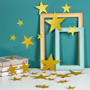 180 Pcs Gold Glitter Star Cutouts Paper Five Star Cutouts Gold Glitter Stars Confetti Decorations Gold Star Cutouts for Bulletin Board Stars Classroom Christmas Party Wall Decoration Supply,4 Sizes