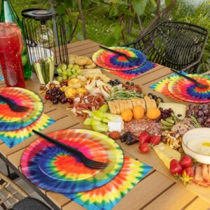 50 Guests Tie Dye Plates and Napkins Party Supplies Tie Dye Party Decorations Disposable Tableware Set Tie Dye Birthday Dinnerware Favor for Kids Girls Baby Shower Birthday Party Graduation, 200PCS