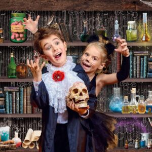 Mad Scientist Laboratory Backdrop for Kids Halloween Magic School Background Spooktakular Creepy Skull Poison Apothecary Witch Kitchen Hallowmas Baby Shower Party Decorations Banner (7X5FT(82x59inch))